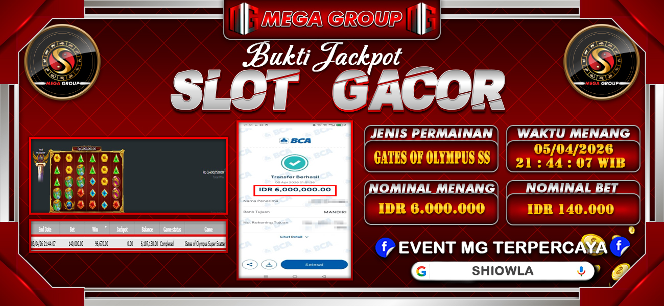 Bukti JP situs Shiowla hari Senin, 06 April 2026