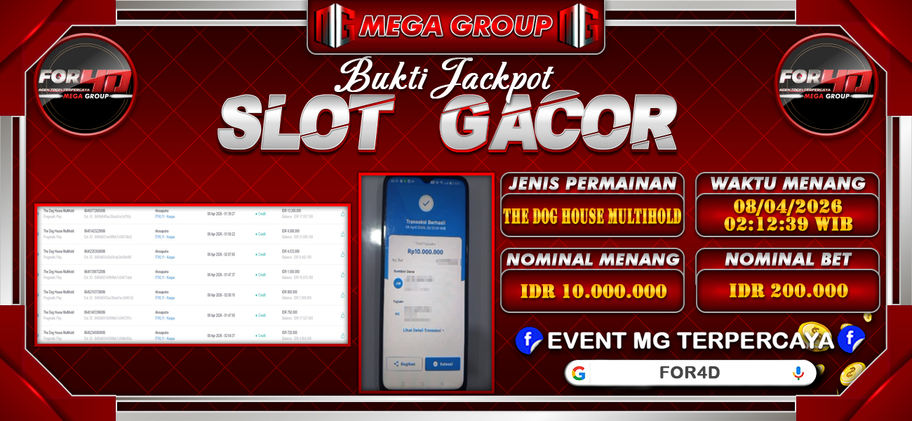 Bukti JP situs For4D hari Rabu, 08 April 2026